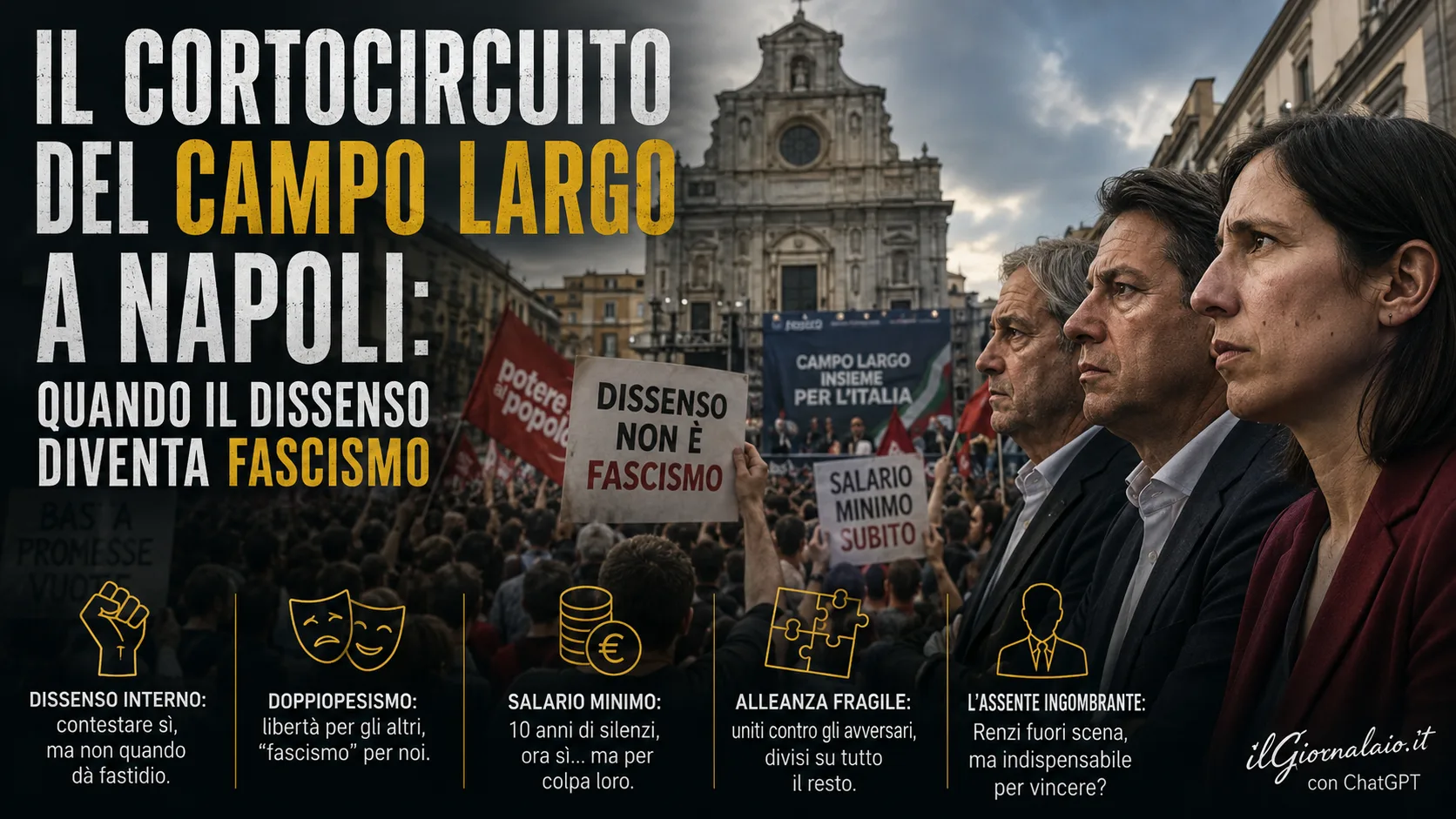Il cortocircuito del Campo Largo a Napoli: quando il dissenso diventa fascismo