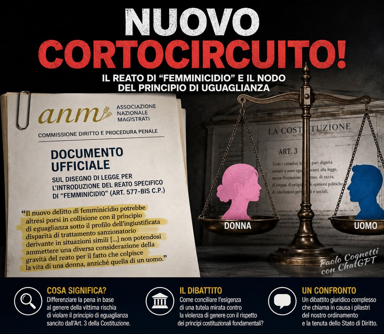 Il nodo costituzionale sul reato di femminicidio: il focus tecnico dell'ANM tra tutela e principio di eguaglianza