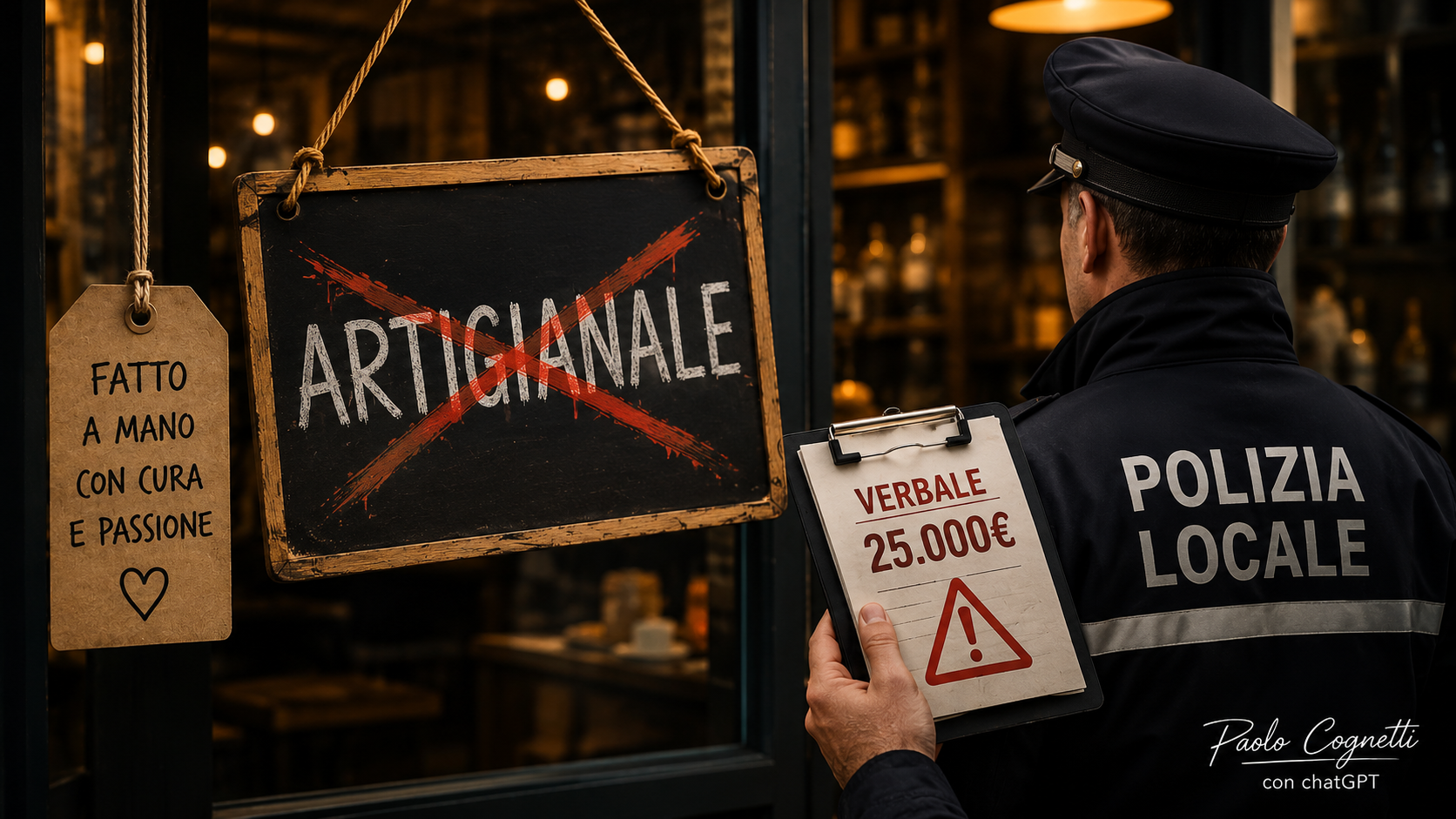 La parola "artigianale" diventa un reato? Multe killer fino a 25.000€ per negozi e ristoranti