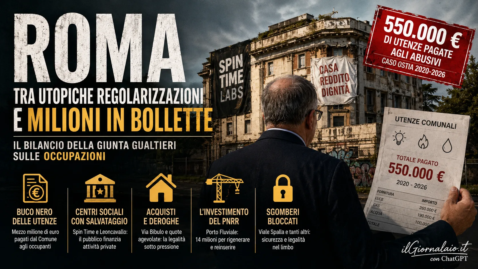 Roma tra utopiche regolarizzazioni e milioni in bollette: il bilancio della giunta Gualtieri sulle occupazioni